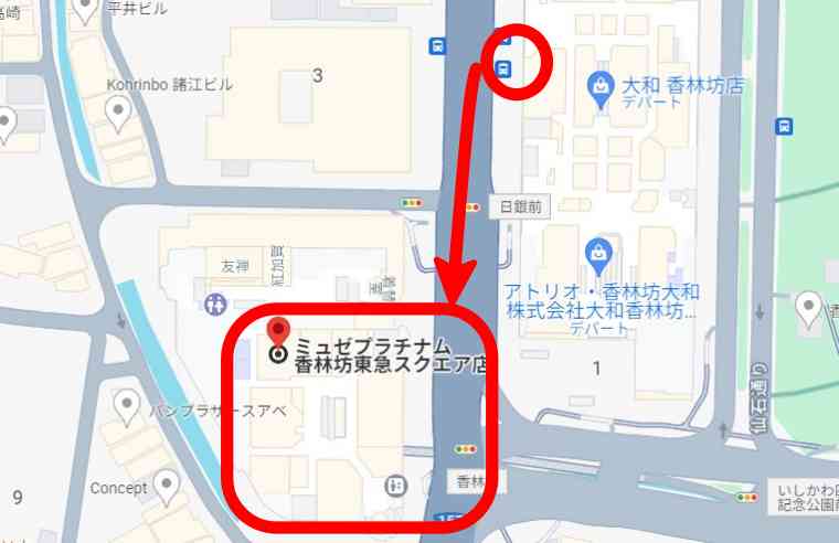 ミュゼ香林坊東急スクエア店への行き方