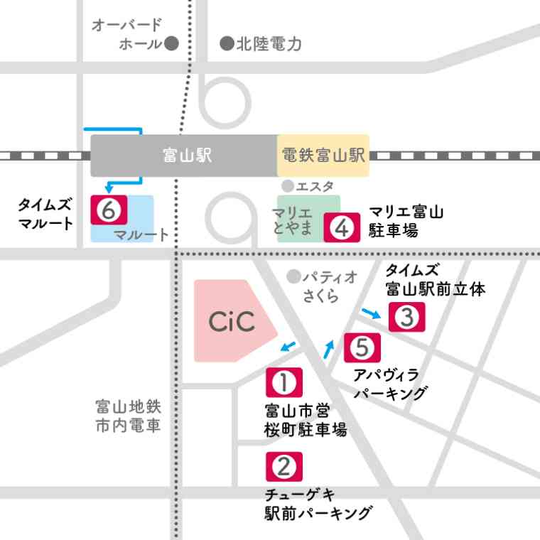 ミュゼ富山CiC店の駐車場