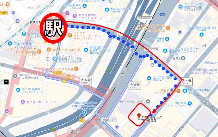 TBC銀座店への行き方