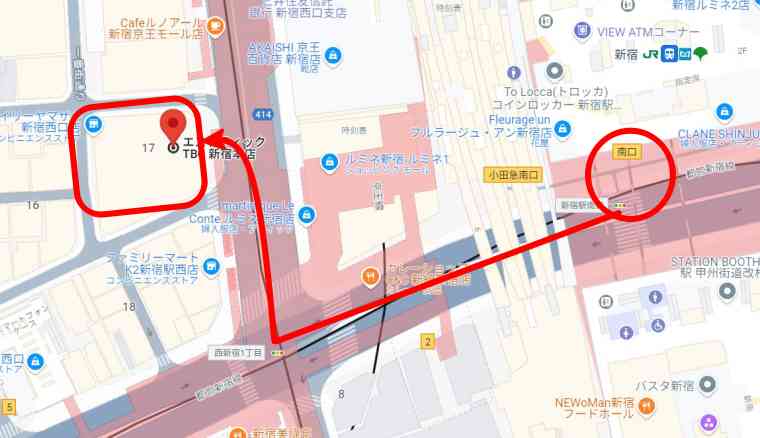 TBC新宿本店への行き方